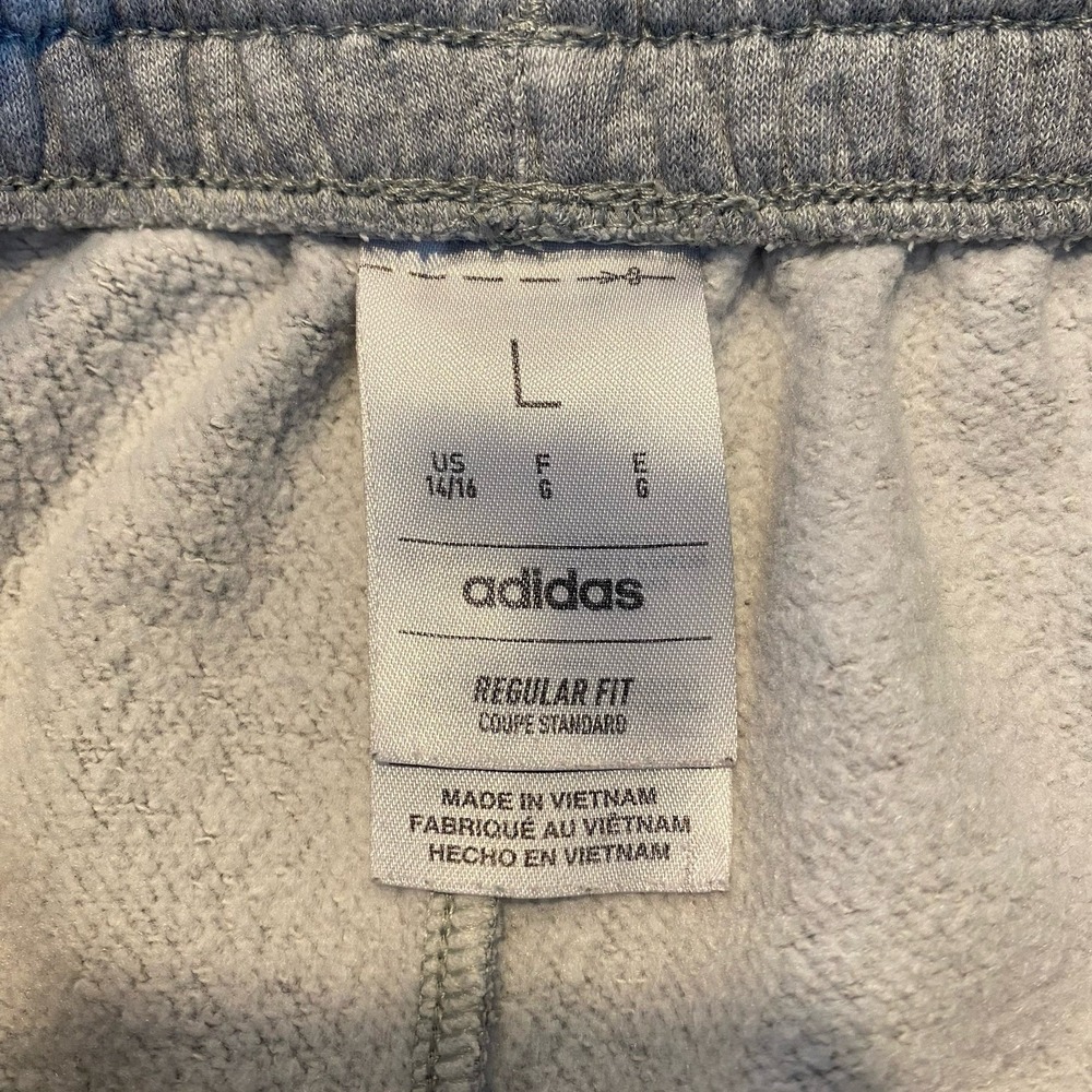 Adidas Boys Fleece Jogger Sweatpants Large Grey Heather Inside Drawcord Pockets - Picture 7 of 8